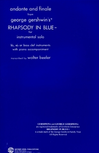Gershwin Rhapsody In Blue Bb Eb Or Bass Clef Inst Sheet Music Songbook
