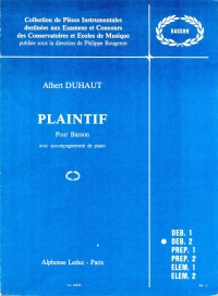 Duhaut Plaintif Bassoon Sheet Music Songbook