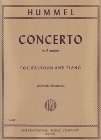 Hummel Concerto Fmaj Bassoon & Piano Sheet Music Songbook