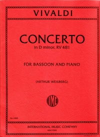 Vivaldi Concerto Dmin Rv481 Weisberg Bassoon & Pf Sheet Music Songbook