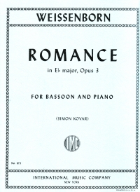 Weissenborn Romance Eb Op3 Bassoon & Piano Sheet Music Songbook