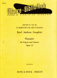 Goepfert Sonata For Bassoon/guitar Op13 Sheet Music Songbook
