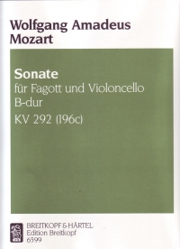 Mozart Sonata Bb Major K292 Bassoon & Cello Sheet Music Songbook