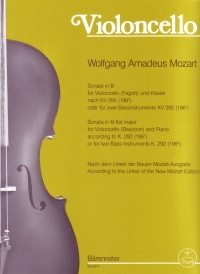 Mozart Sonata In B-flat K292 (urtext) Bassoon Sheet Music Songbook