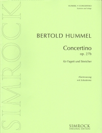 Hummel Concertino Op27b Bassoon & Piano Reduction Sheet Music Songbook