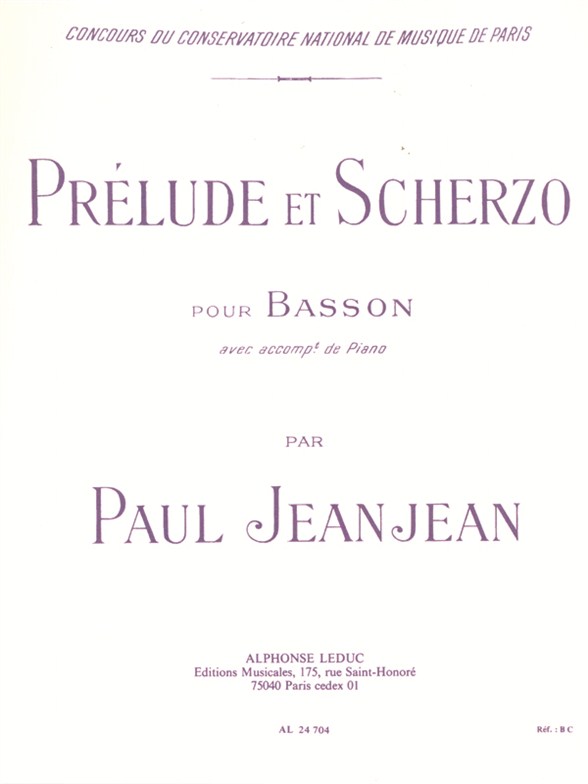 Jeanjean Prelude Et Scherzo Bassoon & Piano Sheet Music Songbook