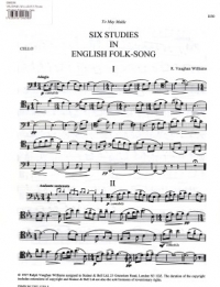 Vaughan Williams 6 Studies English Folksong Cello Sheet Music Songbook