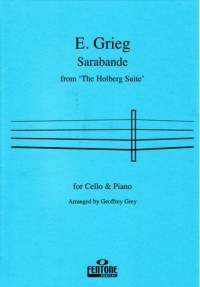Grieg Sarabande From The Holberg Suite Cello Sheet Music Songbook