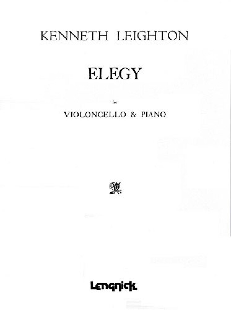 Leighton Elegy Cello & Piano Sheet Music Songbook