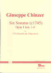 Chinzer Six Sonatas Op1 Cello Duet Sheet Music Songbook
