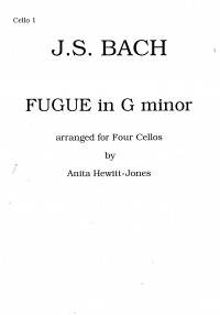 Bach Fugue Gmin 4 Cellos Cello 1 Part Sheet Music Songbook