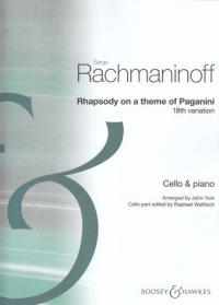 Rachmaninoff 18th Paganini Variation Cello & Piano Sheet Music Songbook