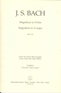 Bach Magnificat D Cello/bass Sheet Music Songbook