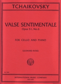 Tchaikovsky Valse Sentimentale Op51/6 Cello & Piano Sheet Music Songbook