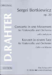 Bortkiewicz Concerto In One Movement Op20 Cello&pf Sheet Music Songbook