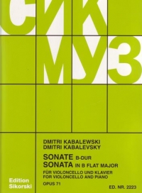 Kabalevsky Sonata Op71 Cello & Piano Sheet Music Songbook
