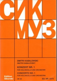 Kabalevsky Cello Concerto No 1 Cello & Piano Sheet Music Songbook