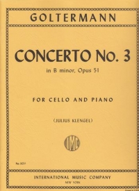 Goltermann Concerto No 3 Bmin Op51 Cello & Piano Sheet Music Songbook