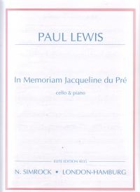 Lewis In Memoriam Jacqueline Du Pre Cello & Piano Sheet Music Songbook