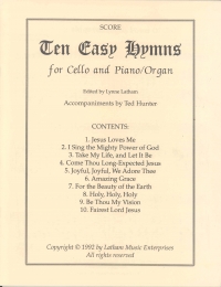 Ten Easy Hymns Cello & Piano Hunter/latham Sheet Music Songbook