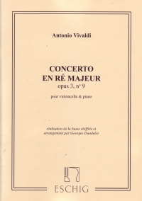 Vivaldi Concerto Dmaj Op3/9 Rv230 Cello & Piano Sheet Music Songbook