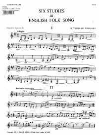 Vaughan Williams 6 Studies Eng Folksong Clarinetpt Sheet Music Songbook