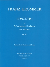 Krommer Concerto Eb Op91 2 Clarinets & Piano Sheet Music Songbook