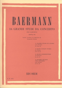 Baermann 16 Grand Concert Studies Clarinet Sheet Music Songbook
