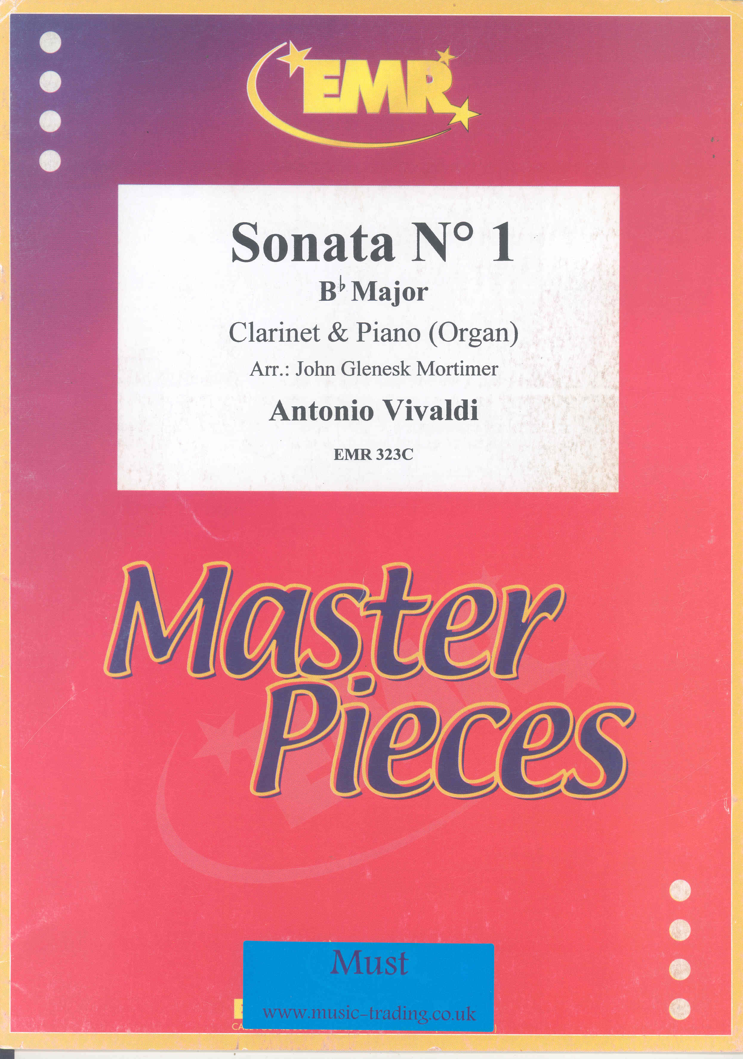 Vivaldi Sonata No 1 Bb Clarinet & Piano Sheet Music Songbook