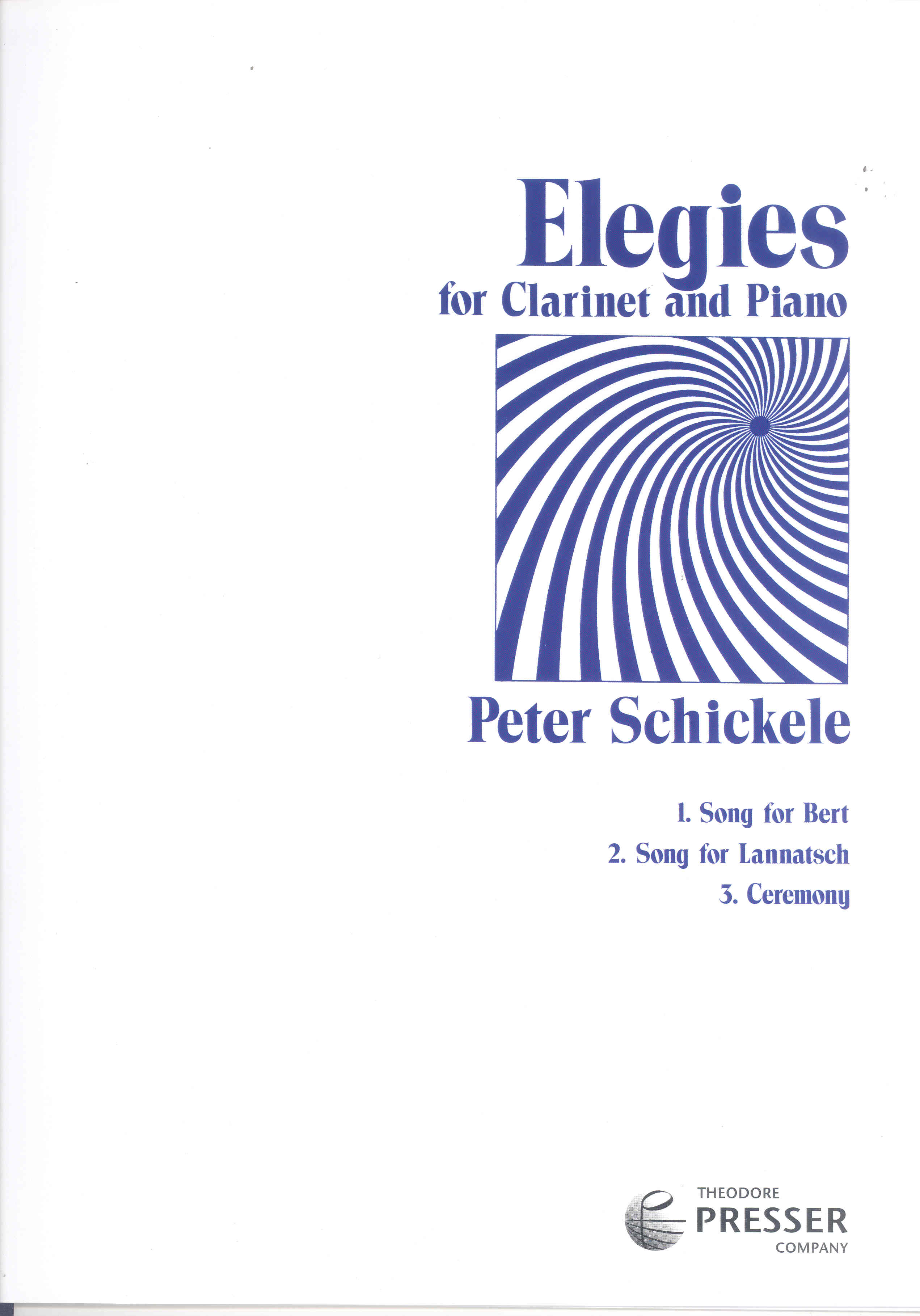 Schickele Elegies For Clarinet And Piano Sheet Music Songbook