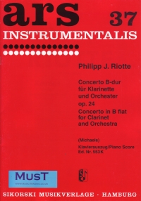 Riotte Concerto B Major Clarinet/piano Sheet Music Songbook