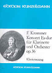 Krommer Concerto Eb Op 36 Clarinet & Piano Sheet Music Songbook