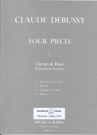 Debussy 4 Pieces Clarinet & Piano Sheet Music Songbook