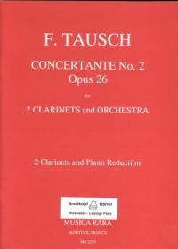 Tausch Concertante No 2 Op26 2 Clarinets & Piano Sheet Music Songbook