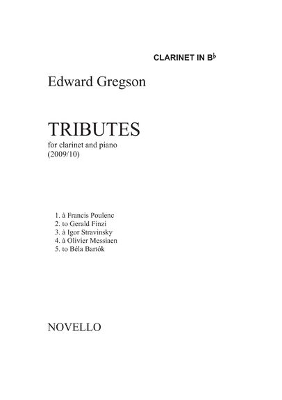 Gregson Tributes Clarinet & Piano Sheet Music Songbook
