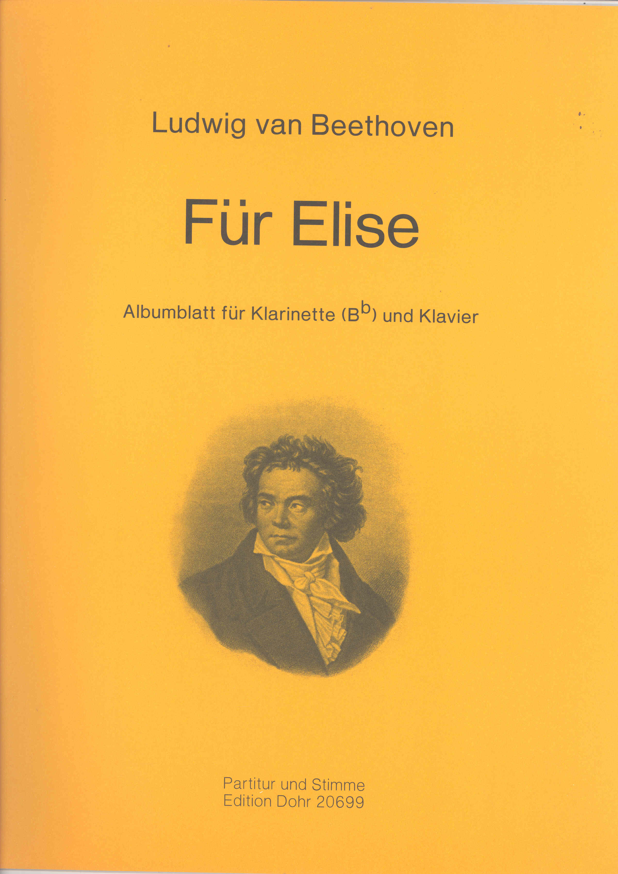 Beethoven Fur Elise Clarinet & Piano Sheet Music Songbook