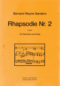 Sanders Rhapsody No 2 Clarinet & Organ Sheet Music Songbook