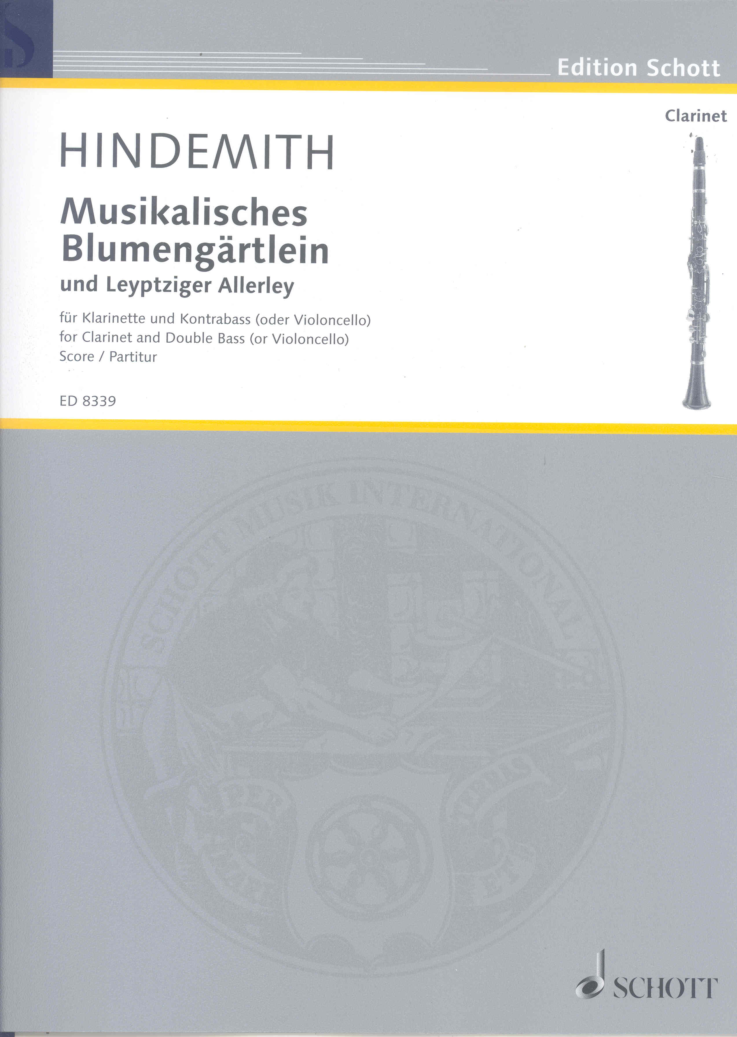 Hindemith Musikalisches Blumengartlein Cl&db(vcl) Sheet Music Songbook