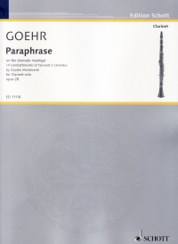 Goehr Paraphrase On The Dramatic Madrigal Ii Clar Sheet Music Songbook