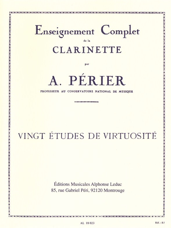 Perier 20 Virtuosic Studies Clarinet Comp Study 8 Sheet Music Songbook