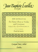 Loeillet Sonatas (6) Vol 1 Op5 No1-3 (or Ob Or Vl) Sheet Music Songbook