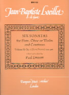 Loeillet Sonatas Vol 2 Op2 No 5 Op2 No 7 Flute Sheet Music Songbook