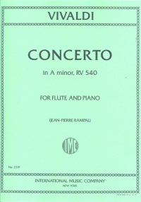 Vivaldi Concerto A Minor Rv540 Flute & Piano Sheet Music Songbook