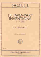 Bach Two Part Inventions (15) Flute Duets Sheet Music Songbook