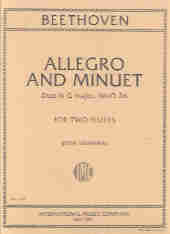 Beethoven Allegro & Minuet Flute Duets Sheet Music Songbook