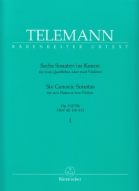 Telemann Canonic Sonatas (6) Op5 Book 1 Flute Duet Sheet Music Songbook