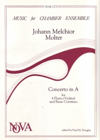 Molter Concerto A 4 Flutes & Basso Continuo Sheet Music Songbook