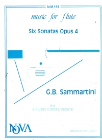 Sammartini Sonatas (6) Op4 Flute Duets Sheet Music Songbook