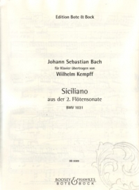 Bach Siciliano Flute Sonata No 2 Arr Kempff Sheet Music Songbook