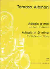 Albinoni Adagio Gmin Flute & Piano Sheet Music Songbook